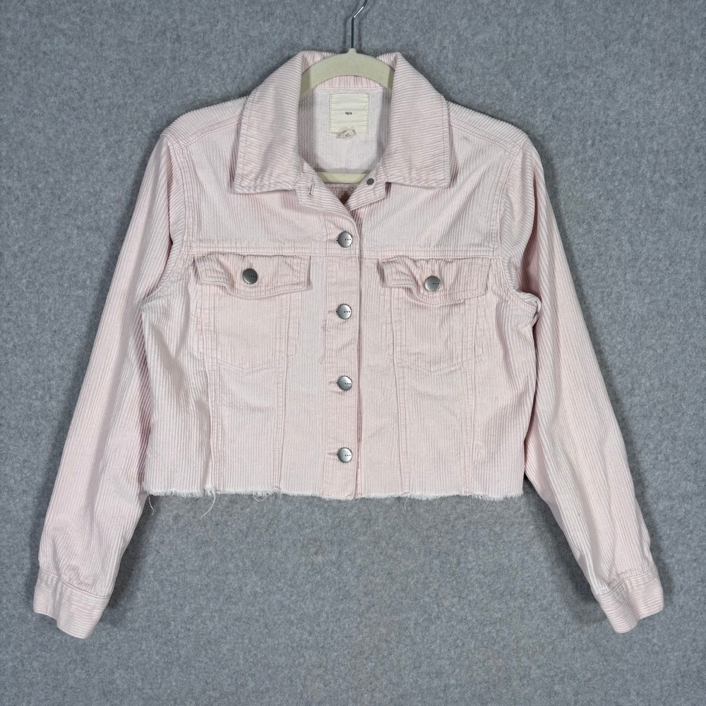TGLA‎ Corduroy Crop Jacket Medium Light Pink Pastel Soft Coquette Cute Preppy
